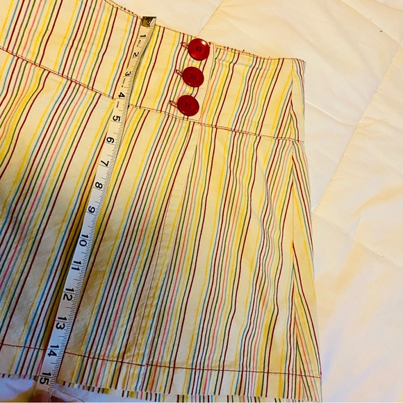 Rainbow 🌈 striped front/side-button wrap miniskirt size L - Picture 9 of 9